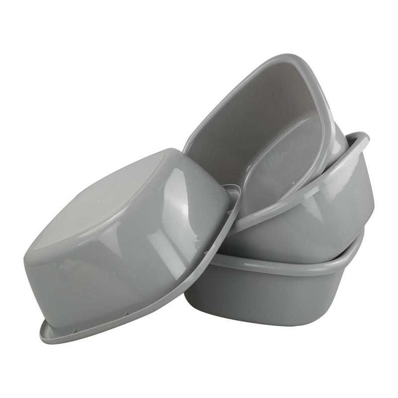 Lesbin 4-Pack 12 Quart Plastic Square Wash Basin, Wash Pan, Gray - Image 2
